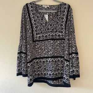 NWT Chaus New York Blouse Black and White size Large